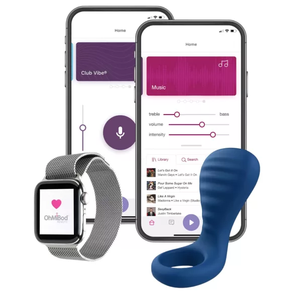 OHMIBOD Bluemotion Nex 3 - viedais, vibrējošais dzimumlocekļa gredzens (zils)