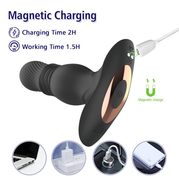 Aixiasia Roy - akumulatora anālais vibrators ar tālvadību melns