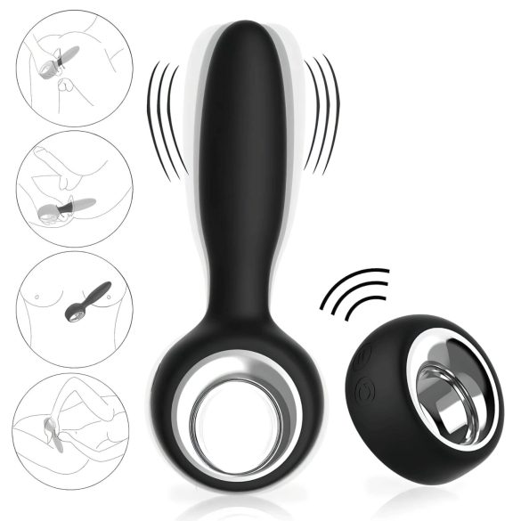 Aixiasia Dylon-Remote - anālais vibrators ar pulti, uzlādējams, melns