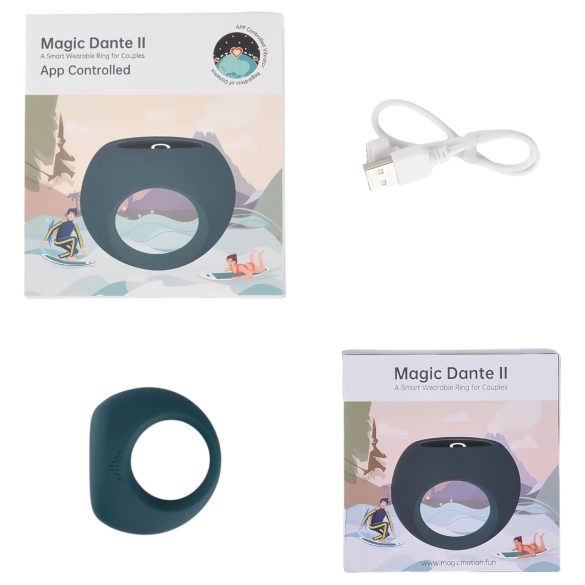 Magic Motion Dante II - viedais vibrējošais akumulatora locekļa gredzens zils