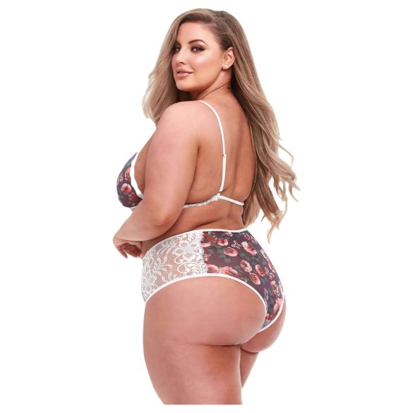 Baci plus size sieviešu mežģīņu krūštura komplekts ar ziedu rakstu