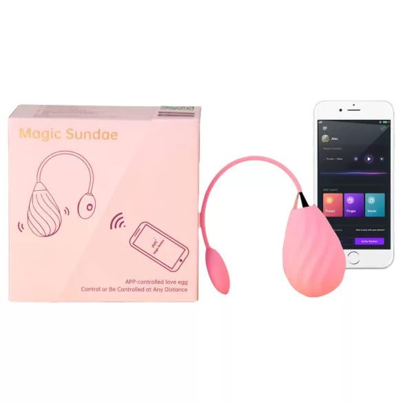 Magic Motion Sundae - gudrais vibrējošais olas masturbators, uzlādējams, rozā
