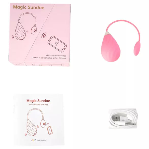 Magic Motion Sundae - gudrais vibrējošais olas masturbators, uzlādējams, rozā