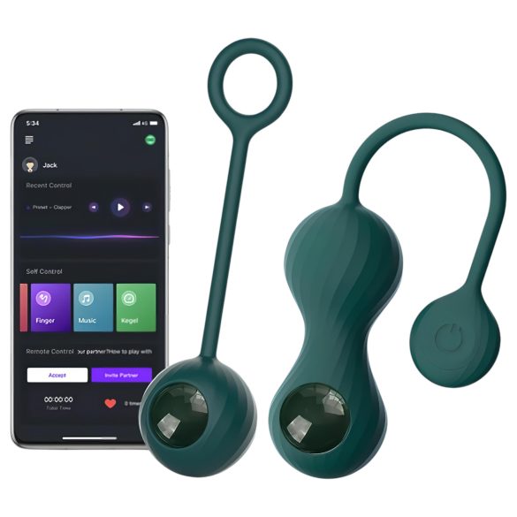 Magic Motion Crystal Duo - viedā geišu bumbiņu komplekts - (zaļš)