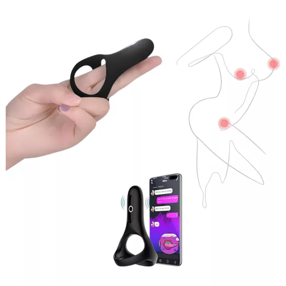 Magic Motion Rise - viedais vibrējošais akumulatora erekcijas gredzens melns