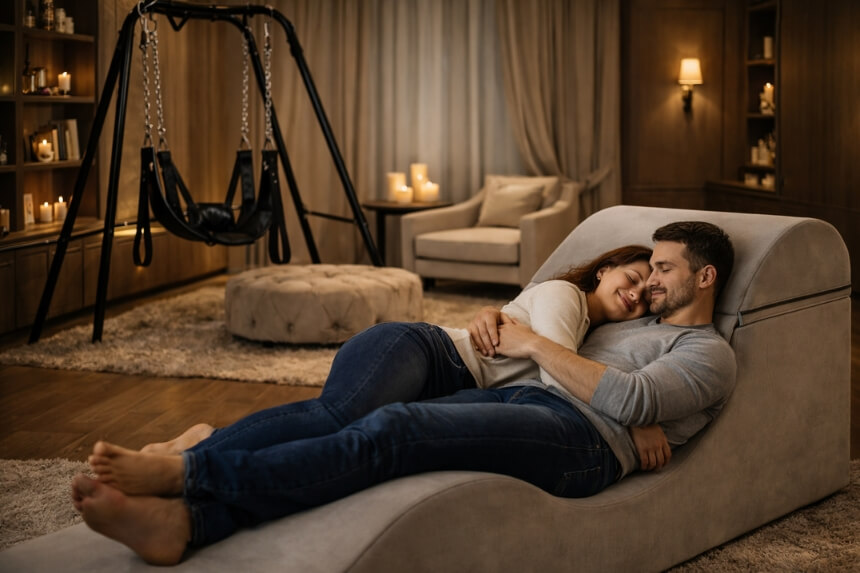 Pieaugušo spēļu istaba ar seksa mēbelēm un BDSM aksesuāriem - desirel.lv seksa veikals